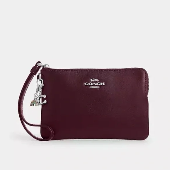 Coach Boxed Corner Zip Wristlet With Charms in Dark Wine Shiny Smooth Leather - Picture 9 of 9